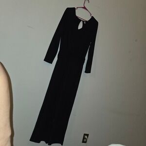 Old Navy Black Jumpsuit Wide Leg Keyhole Back Long Sleeve Size L